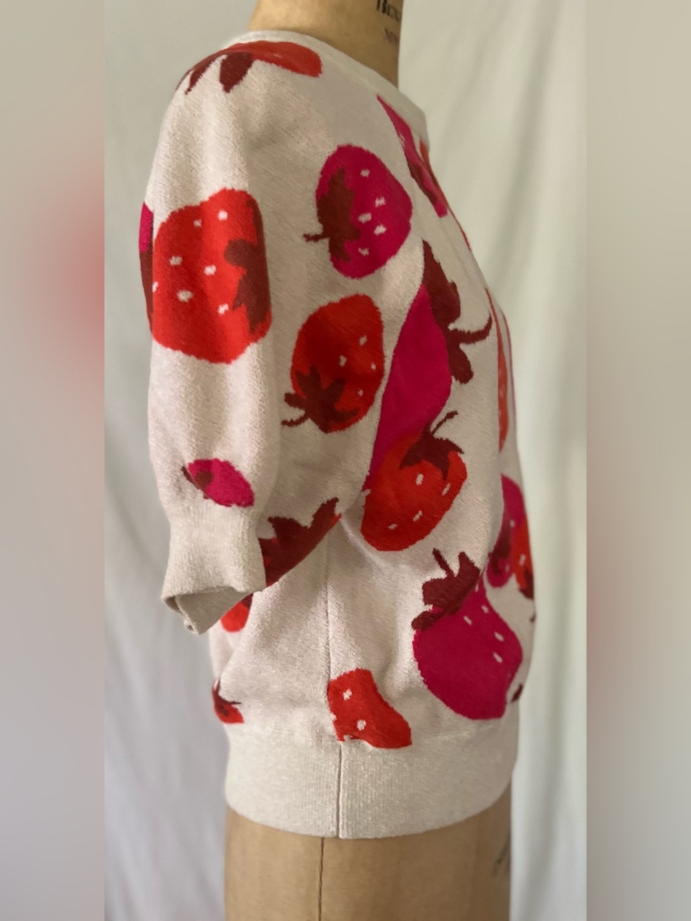 Ann Taylor Strawberry Print Short Sleeve Sweater M - Picture 4 of 9